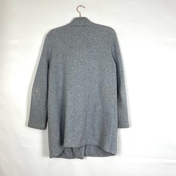 Eileen Fisher One Button Quilted Jacket Cardigan Sweater Grey - Picture 4 of 10